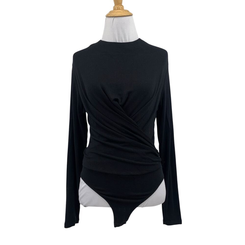Vince Bodysuit Womens S Small Long Sleeve Draped High Neck Zip Back One Piece